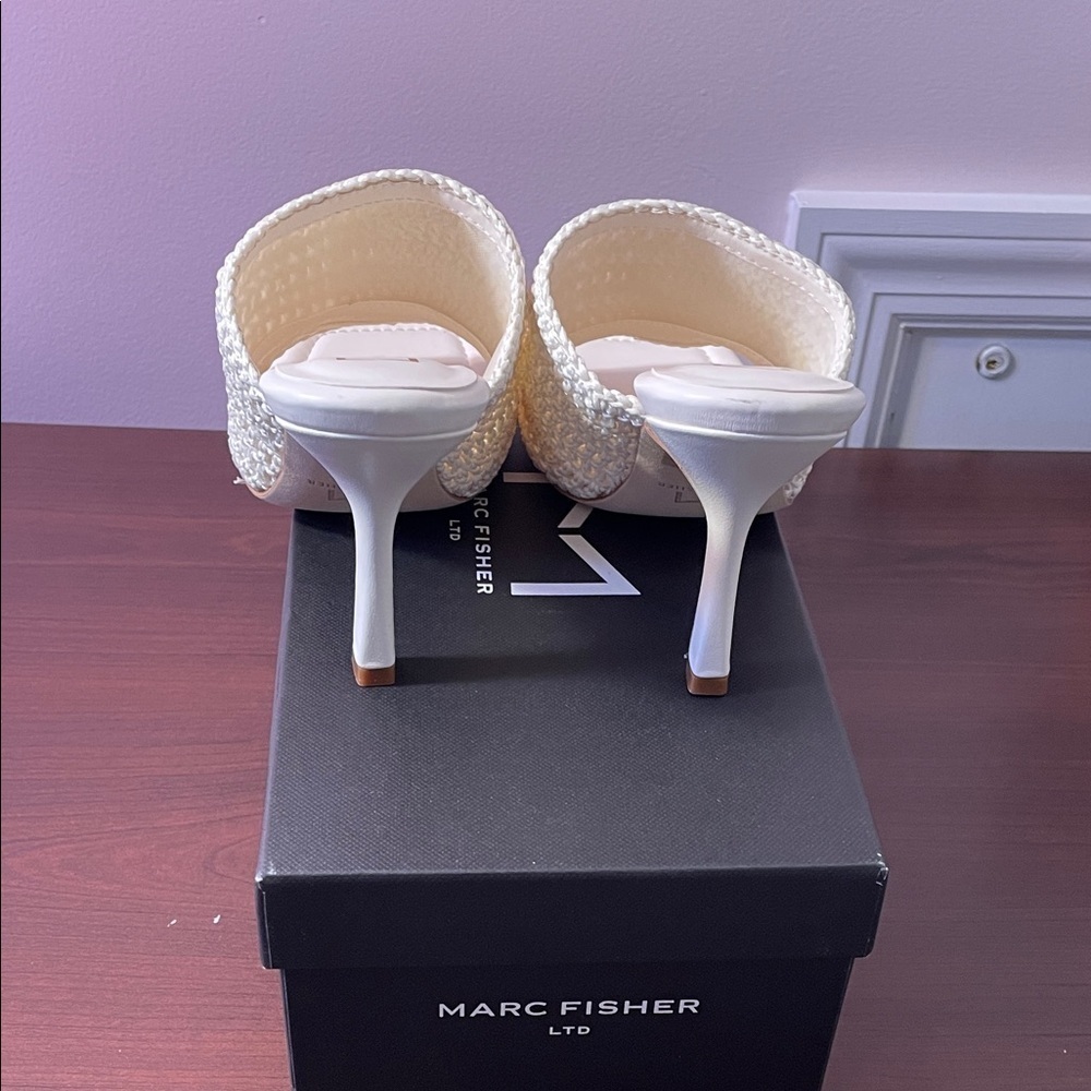 Marc Fisher Cream Woven Heels - Picture 5 of 6